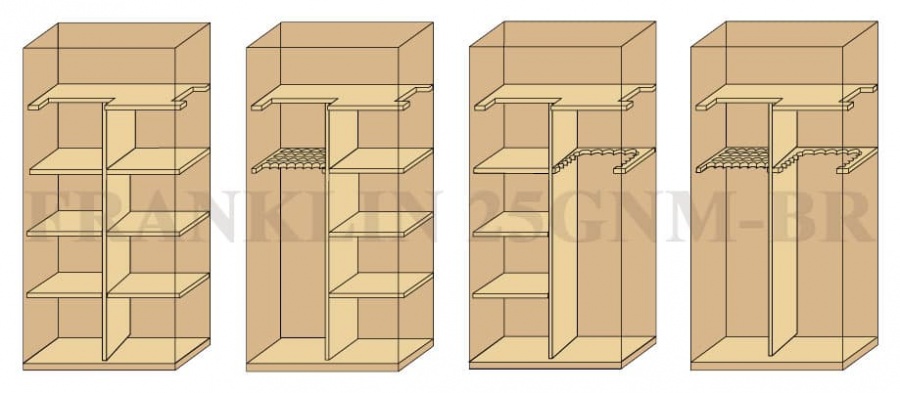 Система переставных полок и ложементов – даёт возможность моделировать внутреннее пространство Вашего универсального сейфа Liberty Franklin, так как удобно Вам. Вот только некоторые примеры:
