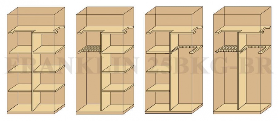 Система переставных полок и ложементов – даёт возможность моделировать внутреннее пространство Вашего универсального сейфа Liberty Franklin, так как удобно Вам. Вот только некоторые примеры: