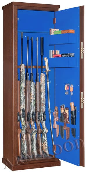 Элитный оружейный сейф с отделкой деревом  Armwood-57.074 Flock (один из многих вариантов дизайна)